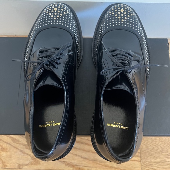 Men's Black Studded Dress Shoes - Picture 5 of 10